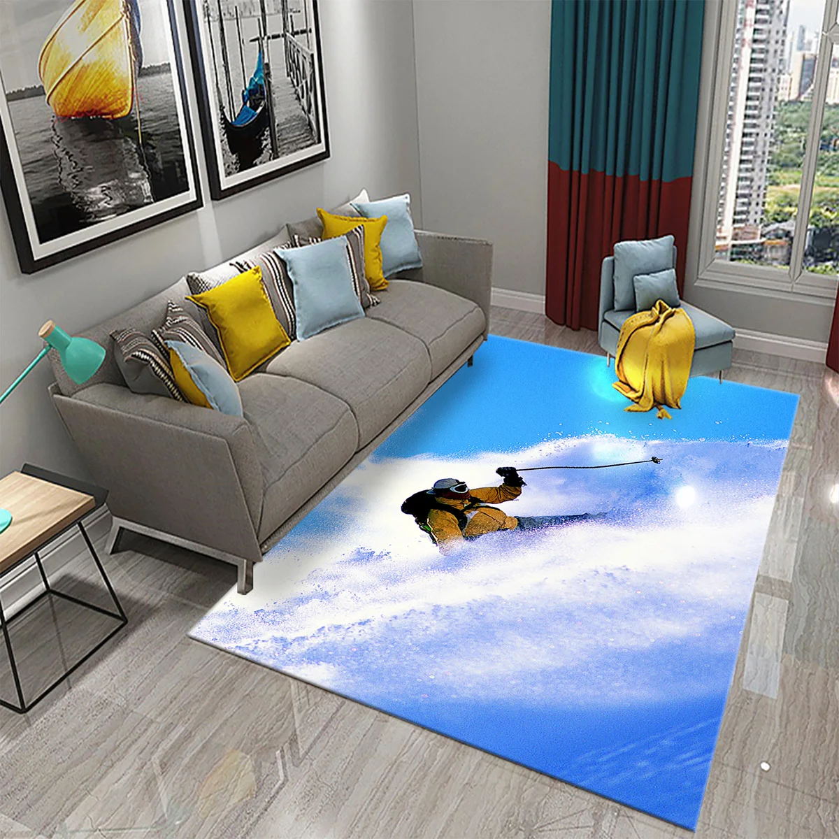Ski Snow Mountain Theme Carpet - Outdoor Sport Live ulasan dan harga