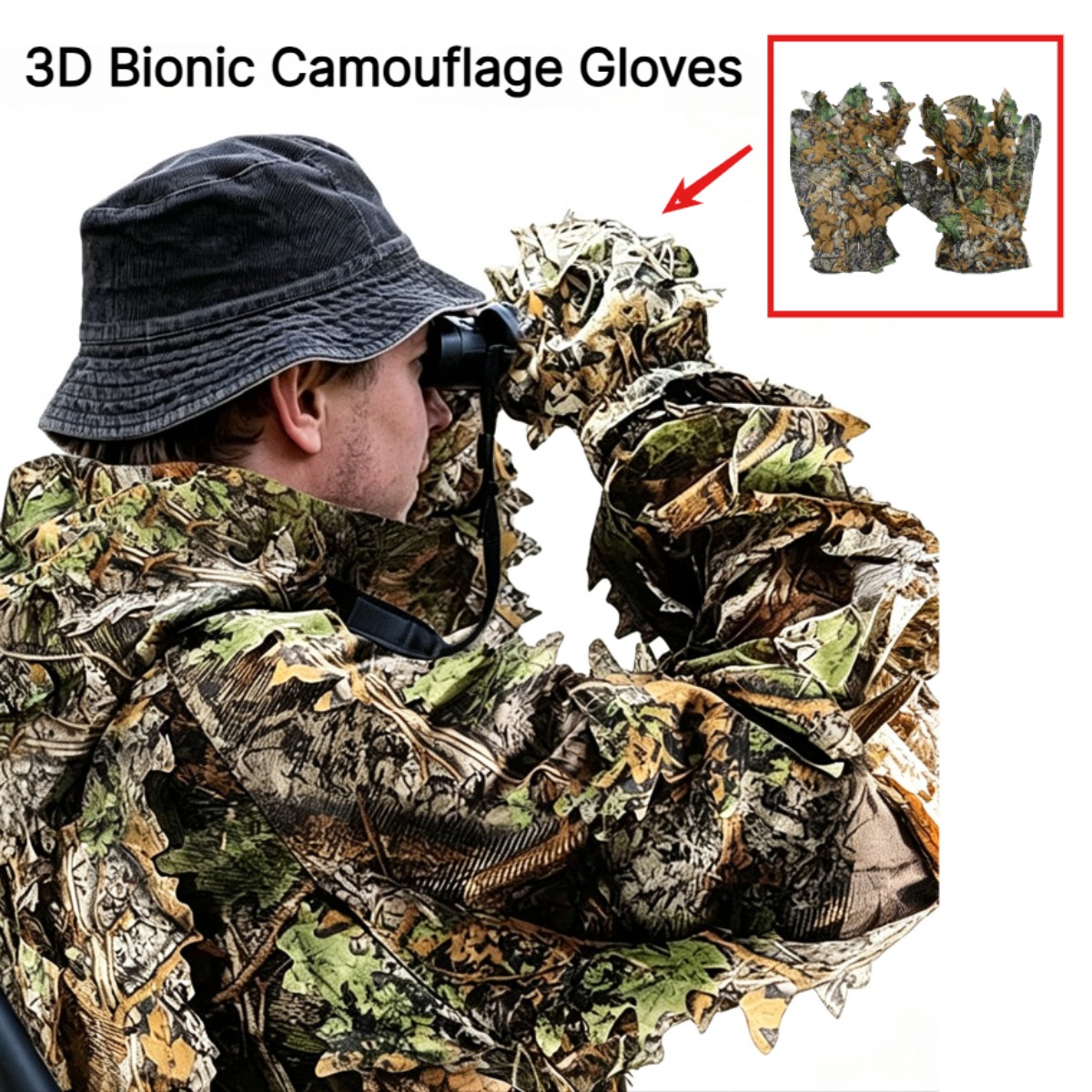 3D Camouflage Leaf Hunting Glo - Outdoor Sport Gloves ulasan dan harga