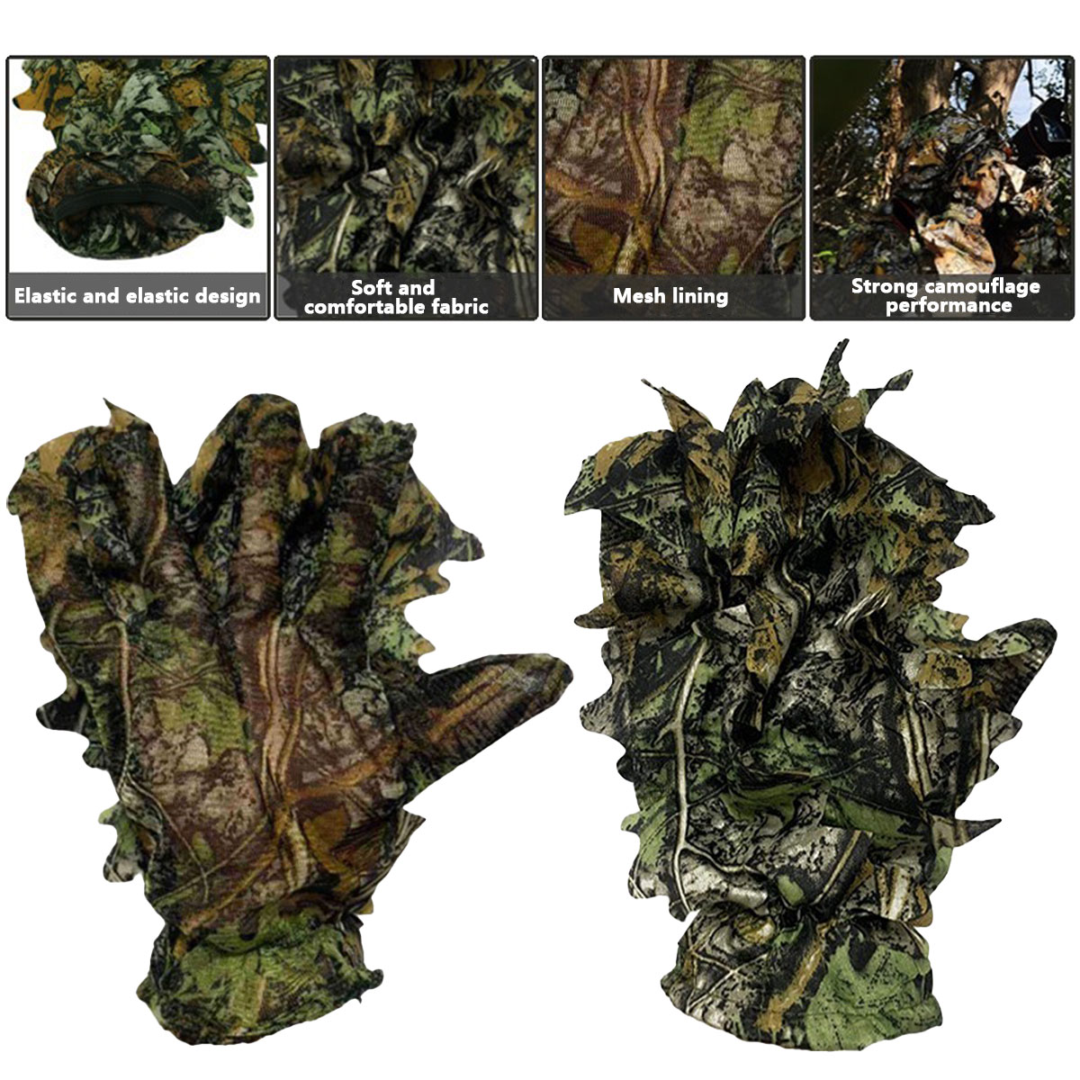 3D Camouflage Leaf Hunting Glo - Outdoor Sport Gloves ulasan dan harga